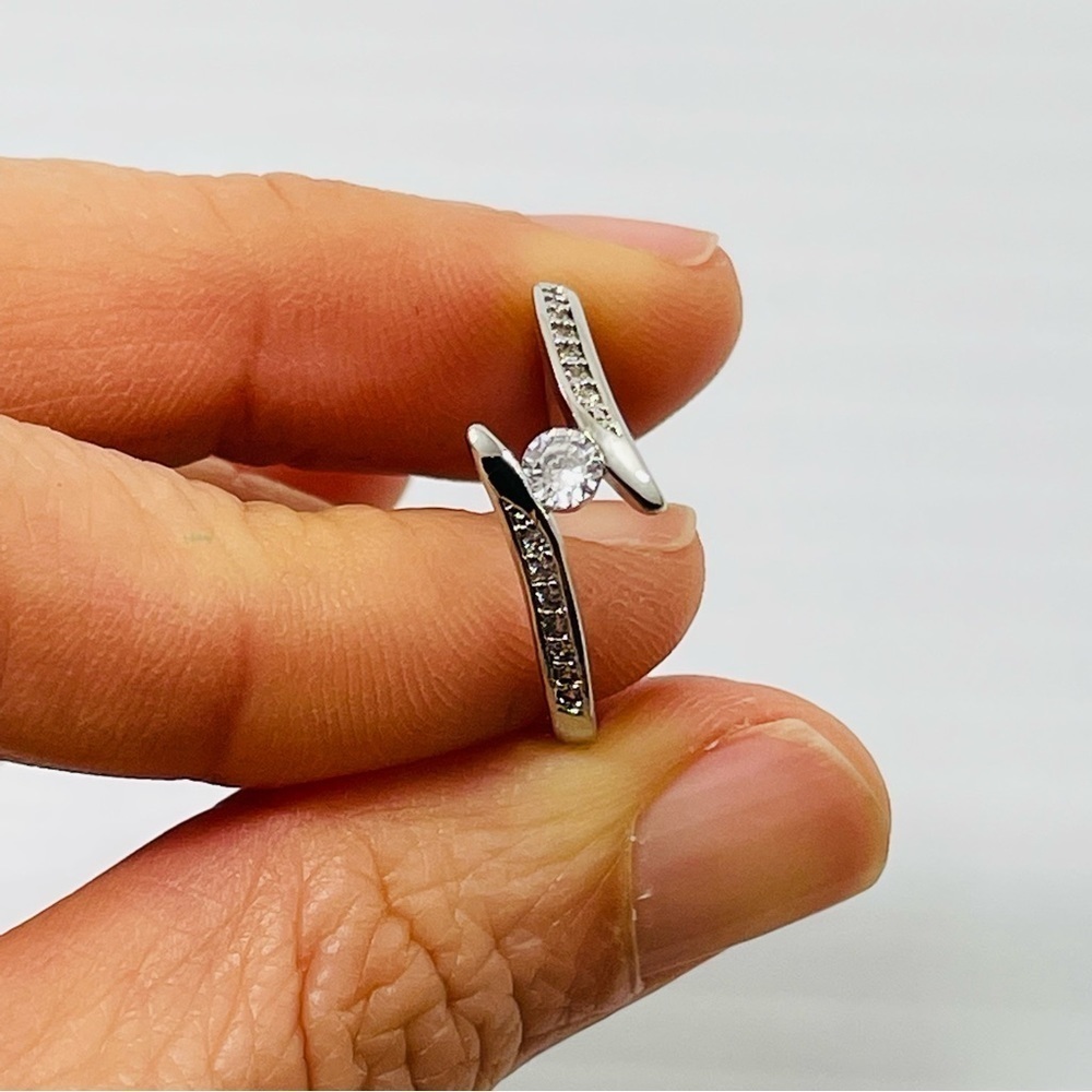 Silver Wedding Ring Band Women Promise Engagement Anniversary Jewelry Gift Box - Picture 4 of 10